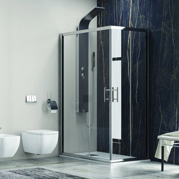 Kamalu box doccia 140x70 cm angolare cristallo trasparente anticalcare kf1000