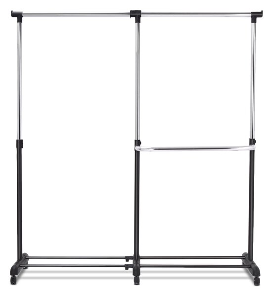 Costway Stand appendiabiti da terra in acciaio con 6 ruote, Porta abiti regolabile 91-160x43x93-168cm, Nero