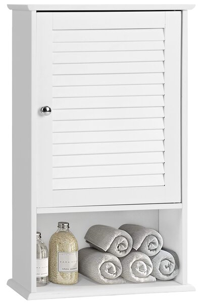 Costway Armadietto da parete in legno da bagno con ripiani, Mobile da bagno sospeso 42x16,5x70cm Bianco