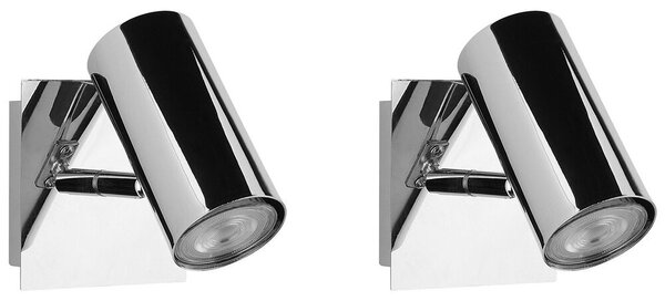 Lampade da Parete applique in Metallo Argento Orientabile Lucido Faretto Moderno Beliani