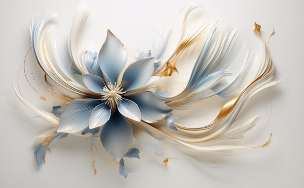 Carta da parati Grande fiore blu con linee astratte, Carta da parati 3D, Carta da parati Fiori 3D, w08903 : Uwalls.it