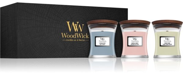 Woodwick Evening Onyx & Solar Ylang & Coastal Sunset confezione regalo con stoppino in legno (gift box) 1 pz
