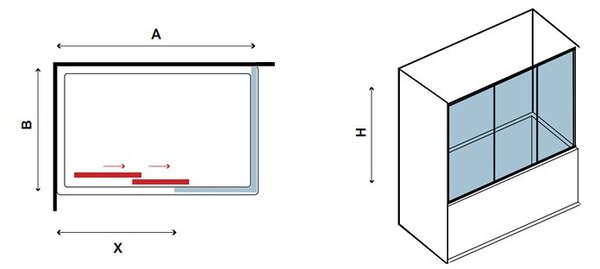 Kamalu box doccia per vasca da 140cm con apertura scorrevole p2000