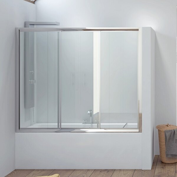 Box per vasca da bagno 160cm con due ante scorrevoli e una fissa P2000 - KAMALU