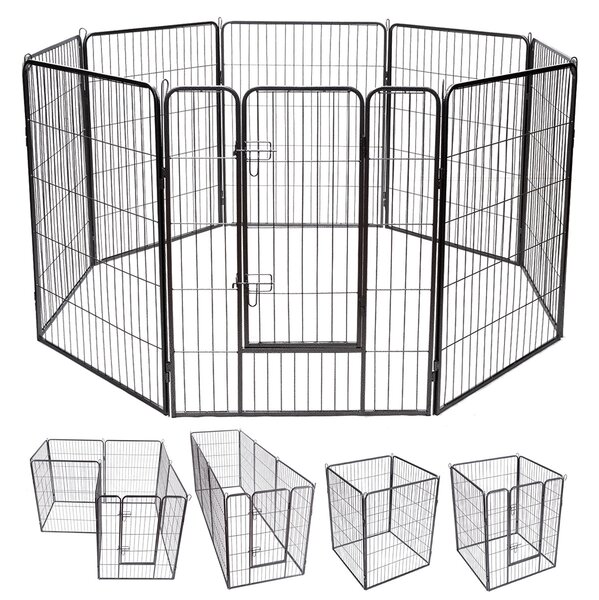 Costway Recinto per animali con 8 pannelli di metallo da interno ed esterno, Gabbia portatile per cane 100x80cm