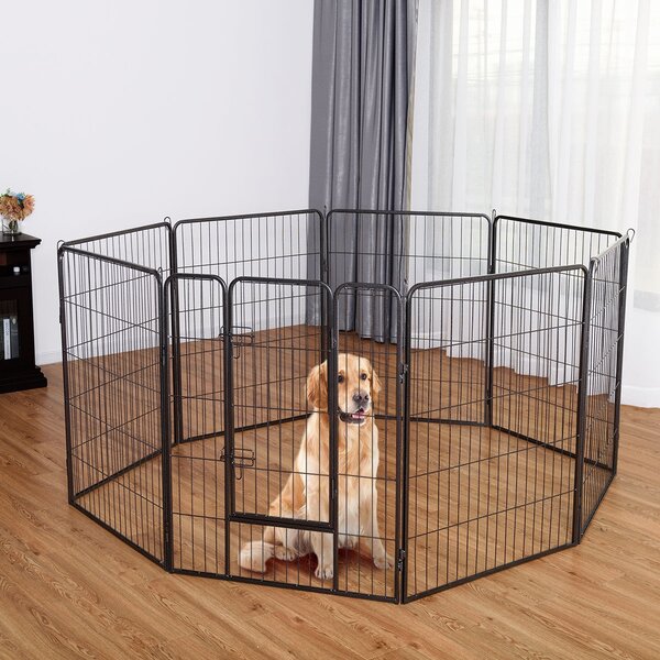 Costway Recinto per animali con 8 pannelli di metallo da interno ed esterno, Gabbia portatile per cane 100x80cm