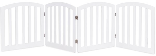 Costway Cancello di legno con 4 pannelli per animali domestici, Cancello di sicurezza per cani da casae scale, Bianco