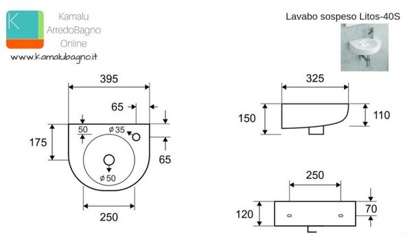 Kamalu lavamani piccolo 40cm litos-40s