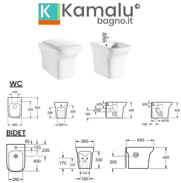 Kamalu sanitari a muro elas-101t