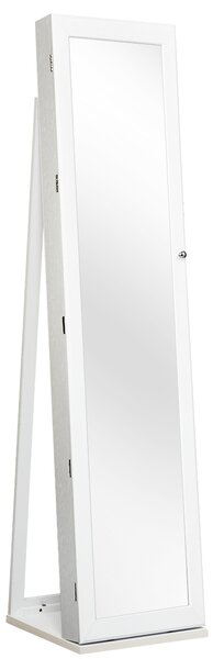 Costway Armadio portagioie 2 in 1 con 30 ganci per collane, Armadio porta gioielli con specchio interno Bianco