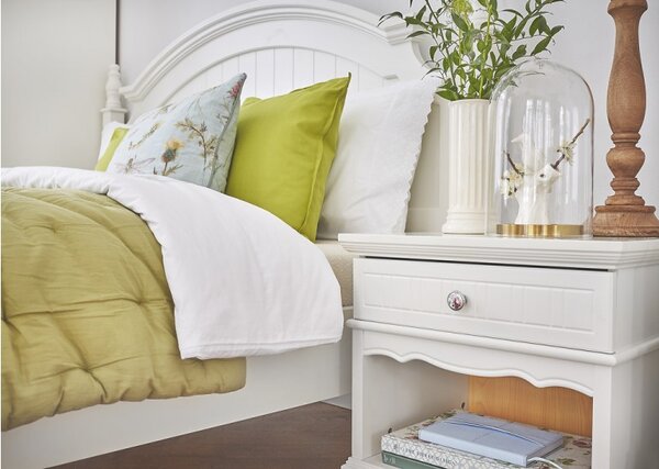 Letto provenzale matrimoniale 180x200 cm con struttura in legno bianco