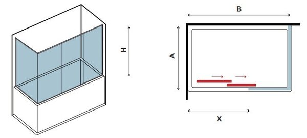 Kamalu box doccia per vasca 140x90cm apertura a scorrimento p2000s