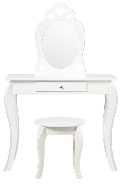 Costway Set toeletta e sedia per bambine, Toeletta 2 in 1 con superficie smontabile, Bianco