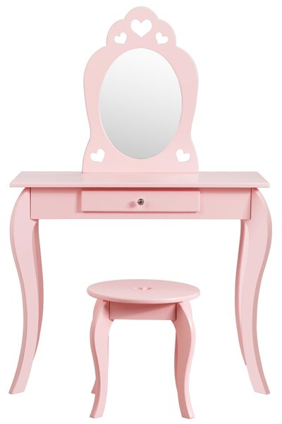 Costway Set toeletta e sedia per bambine, Toeletta 2 in 1 con superficie smontabile, Rosa