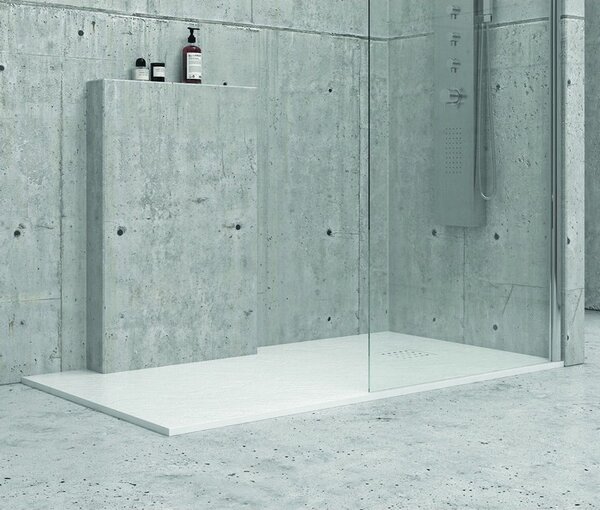 Piatto doccia 100x80 cm effetto pietra artificiale colore bianco - KAMALU