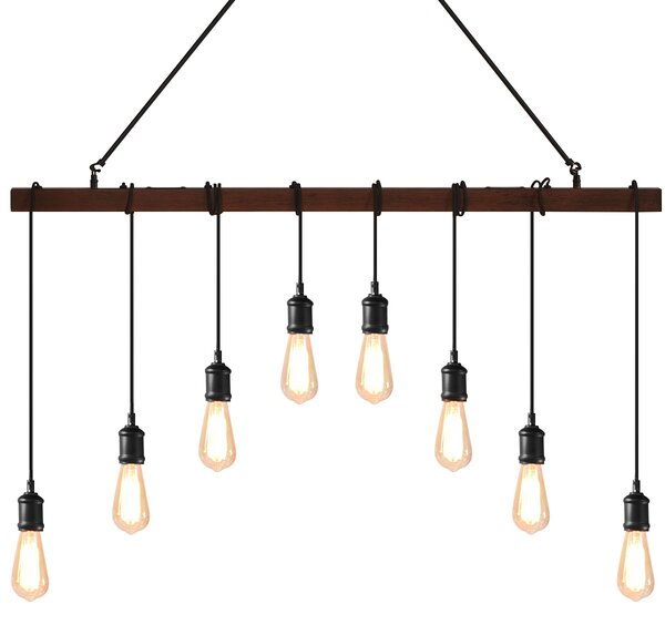 Costway Plafoniera in stile vintage industriale a sospensione, Lampadario con 8 luci e altezza regolabile