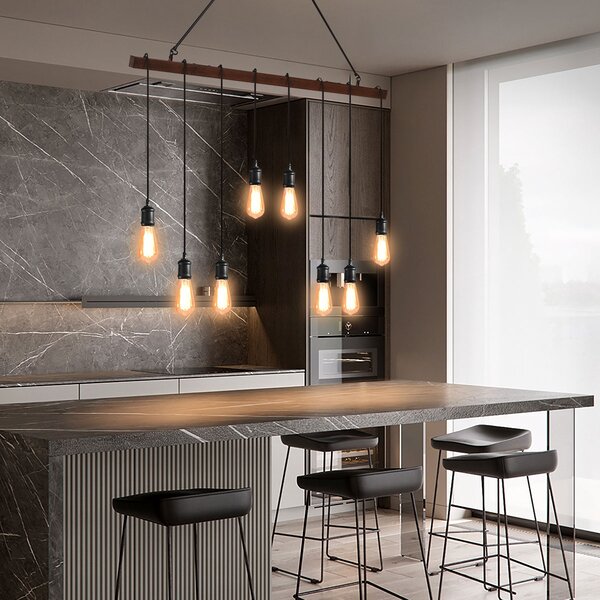 Costway Plafoniera in stile vintage industriale a sospensione, Lampadario con 8 luci e altezza regolabile
