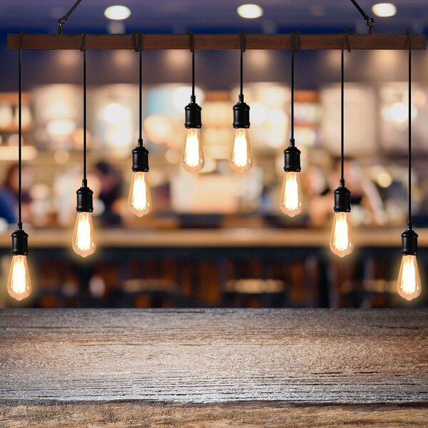 Costway Plafoniera in stile vintage industriale a sospensione, Lampadario con 8 luci e altezza regolabile