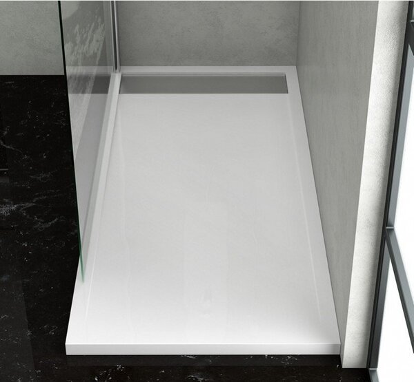 KAMALU - Piatto doccia 80x120 acrilico con canalina in acciaio