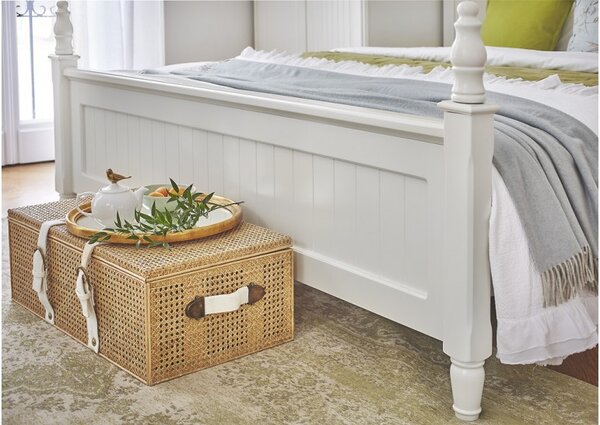 Letto provenzale matrimoniale 180x200 cm con struttura in legno bianco