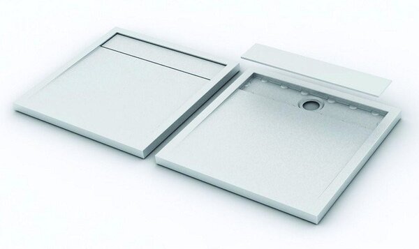 KAMALU - Piatto doccia 80x120 acrilico con canalina in acciaio