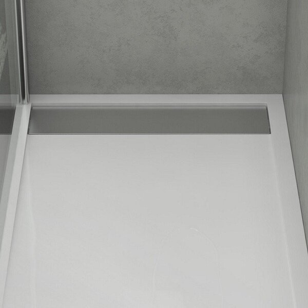 KAMALU - Piatto doccia 80x120 acrilico con canalina in acciaio