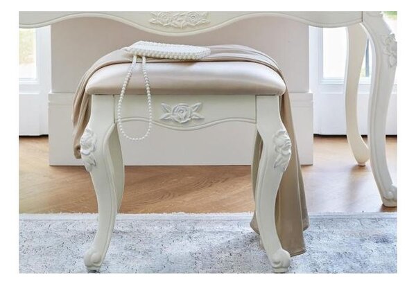 Sgabello Camera da letto Legno bianco e Cuscino fiorato