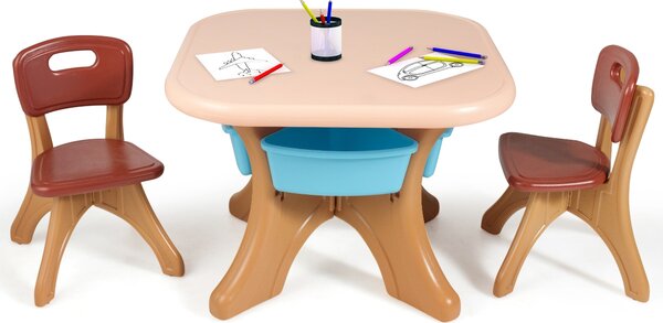 Costway Set con tavolo e sedie leggero per bambini, Mobili a misura di bambino con grande capacità di peso, Colorato
