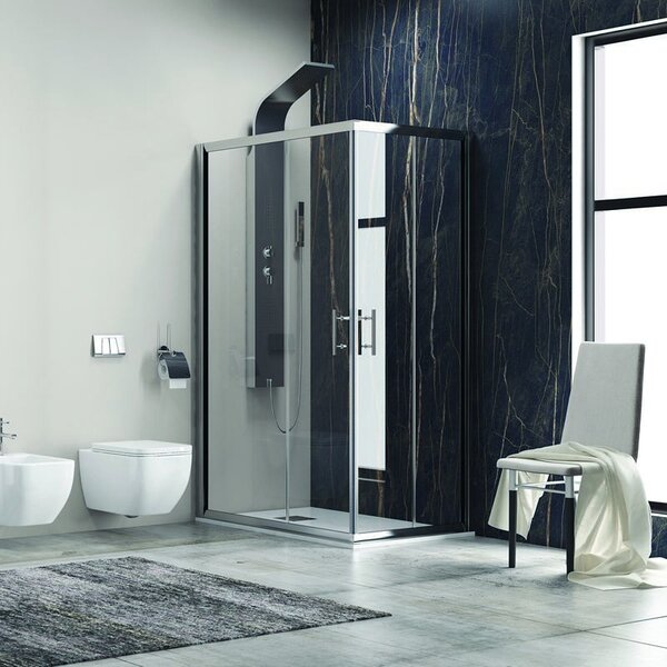 Kamalu cabina doccia 100x70 cm rettangolare con 2 ante scorrevoli kf1000