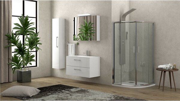 Box doccia semicircolare 80x80 altezza 180cm vetro trasparente | K400 - KAMALU