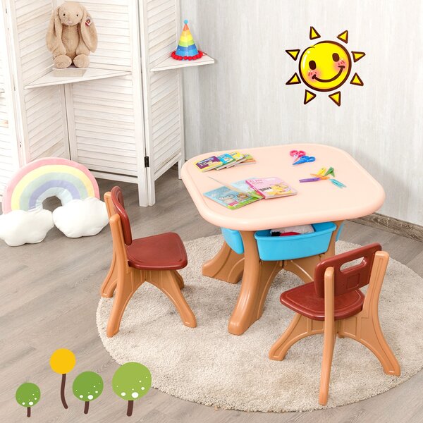 Costway Set con tavolo e sedie leggero per bambini, Mobili a misura di bambino con grande capacità di peso, Colorato