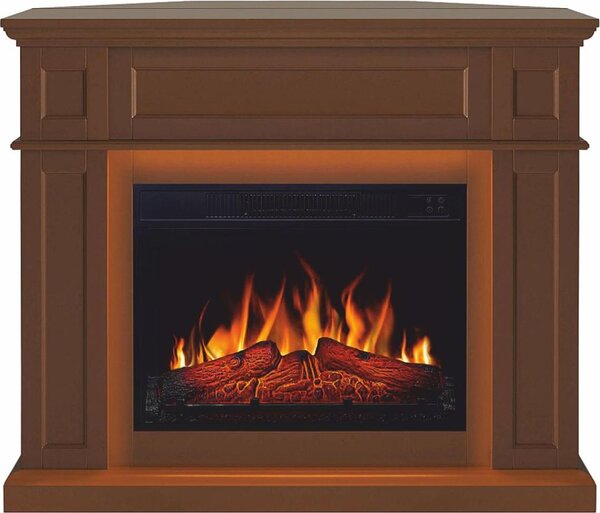 Casa Padrino Caminetto elettrico LED stile country Marrone 104 x 32-64 x H. 87 cm