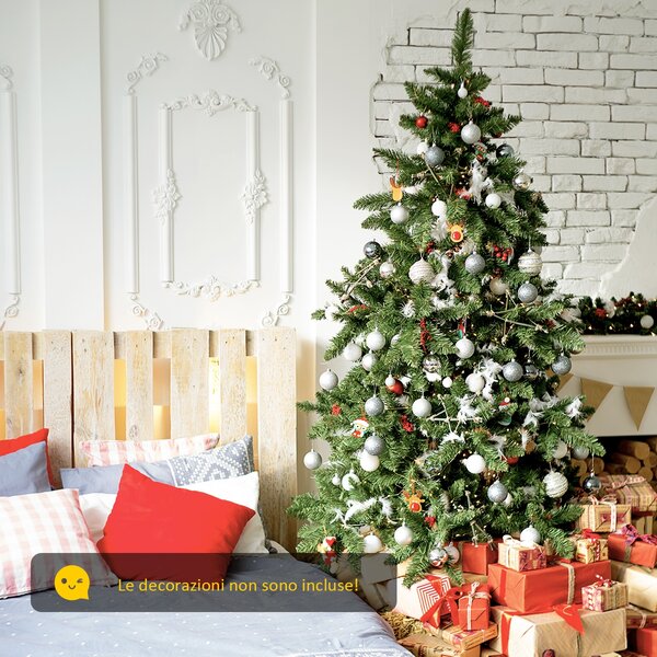 Costway Albero di Natale non illuminato 180 cm, Abete artificiale con cerniere e aghi in PVC di alta qualità