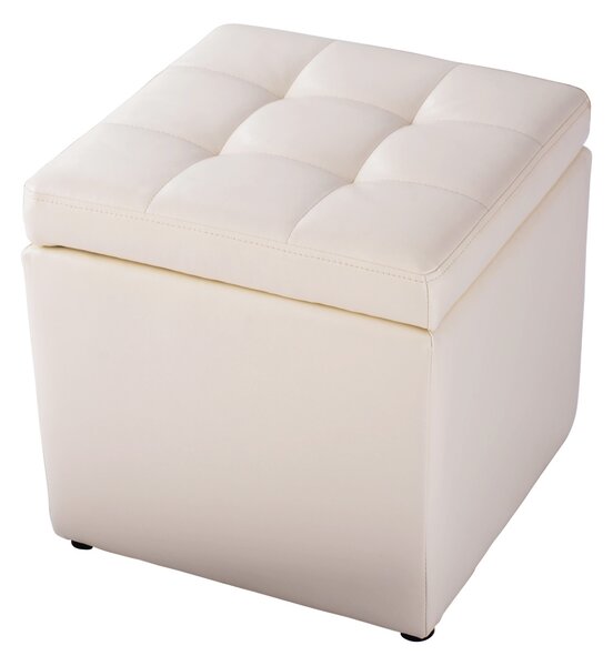 Costway Ottomana con coperchio ermetico, Organizer a forma di cubo con cerniere di sicurezza Beige