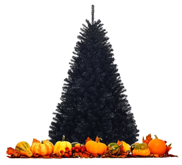 Costway Albero di Natale 180 cm, 1036 rami, Abete artificiale non illuminato con base solida di metallo, Nero