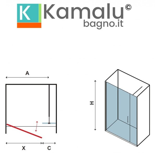 Kamalu porta battente doccia nicchia 110cm ks5000