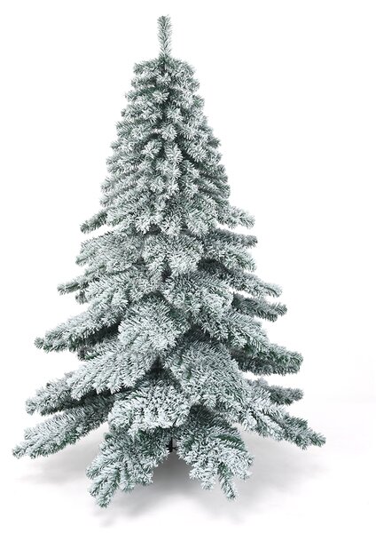 Costway Albero di Natale innevato 180 cm, Abete artificiale con base di metallo foglie spesse