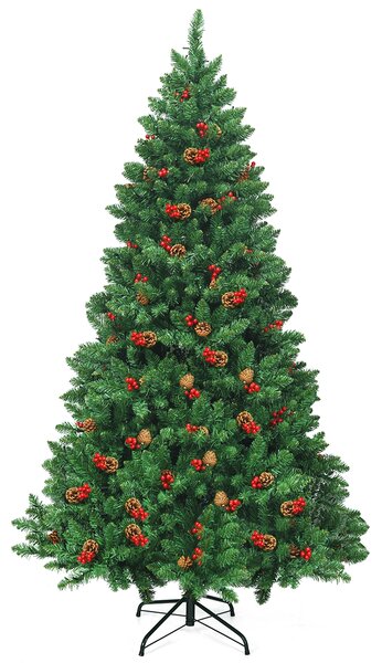 Costway Albero di Natale 200 cm 1100 rami, Abete artificiale con base resistente di metallo