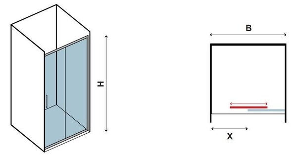 Kamalu porta doccia nicchia 130cm altezza 180cm modello k410n