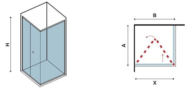 Kamalu box doccia 90x80cm porta 90cm a libro modello km4000s