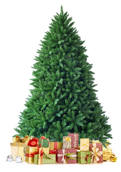 Costway Albero di Natale 150 cm con 600 rami, Abete artificiale con base di metallo resistente