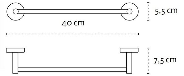 Portasalviette a barra 40cm in acciaio inox lucido | MIRA-C - KAMALU