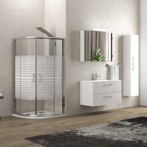 Kamalu box doccia 90x90 semicircolare vetro serigrafato altezza 180cm | k400