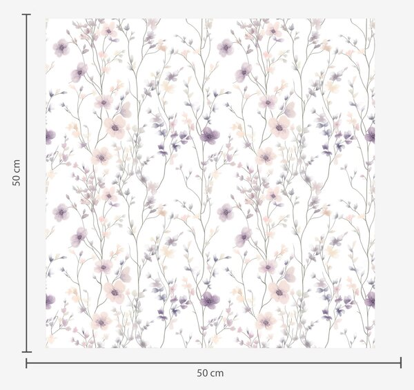 Carta da parati Piccoli fiori di campo con steli sottili su sfondo chiaro, Parati classici acquerello, a00003 : Uwalls.it