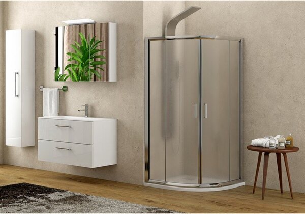 Kamalu box doccia semicircolare 90x90 cristallo opaco altezza 180cm | k400