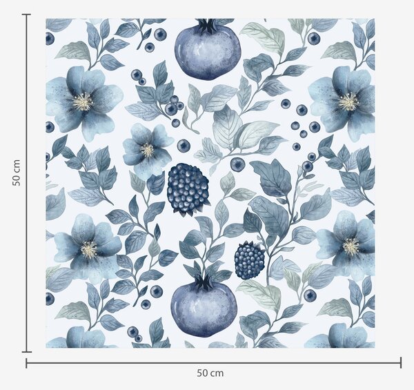 Carta da parati Fiori blu e melograni, Parati classici in stile francese, a00002v1 : Uwalls.it