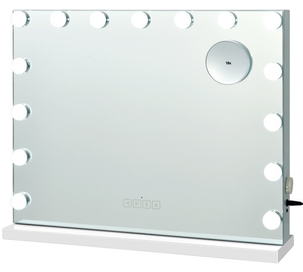 Costway Specchio per trucco con 15 luci LED, Specchio illuminato con controllo touch