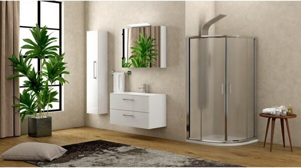 Kamalu box doccia semicircolare 90x90 cristallo opaco altezza 180cm | k400