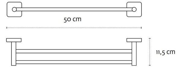 Portasciugamani doppia barra 50cm in acciaio modello Kaman | CLODE-C - KAMALU