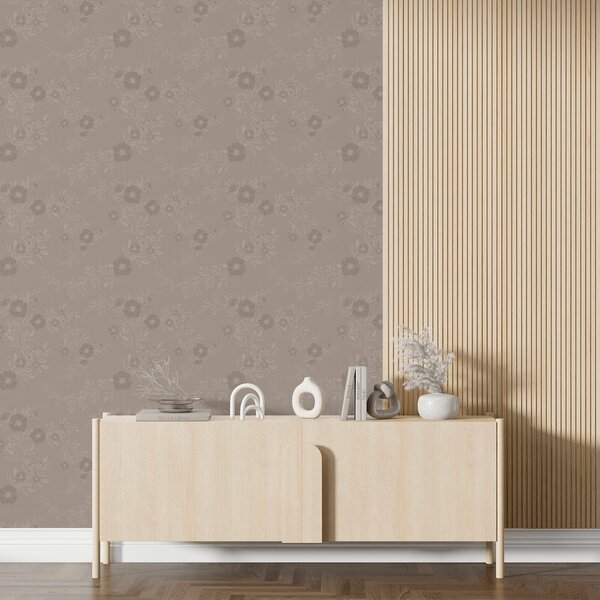 Carta da parati Fiori con foglie chiare, Parati classici Rustica, a00006 : Uwalls.it